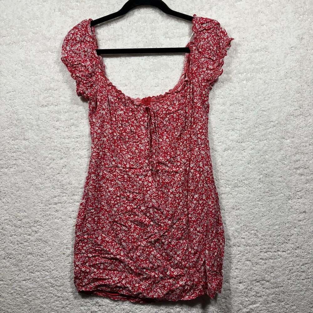 Princess Polly Corrina Mini Dress Red Floral Coquette Cottagecore Ruched Size 8